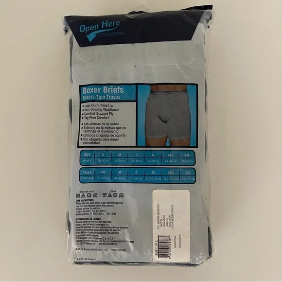 Fruit of the Loom 5 Pack Boxer Briefs L (36-38) Assorted Blues - Picture 7 of 10